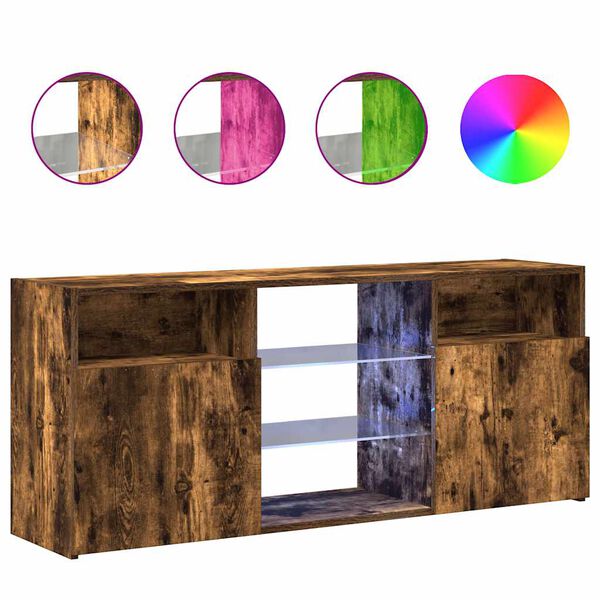 vidaXL Έπιπλο Τηλεόρασης με LED Καπνιστή Δρυς 120 x 30 x 50 εκ.