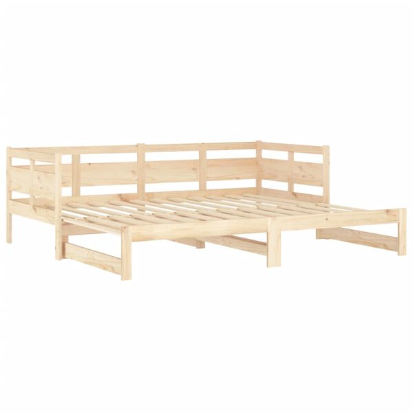 vidaXL Καναπές Κρεβάτι Συρόμενος 2x(90x200) εκ. από Μασίφ Ξύλο Πεύκου