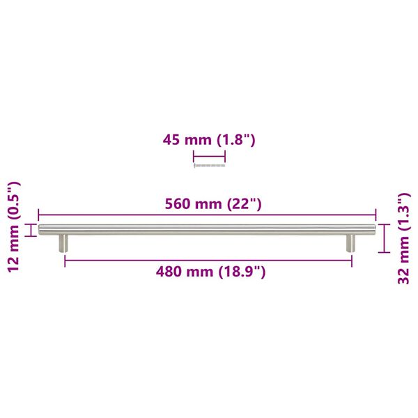 vidaXL Λαβές Ντουλαπιών 5 τεμ. Ασημί 480 χιλ. από Ανοξείδωτο Ατσάλι