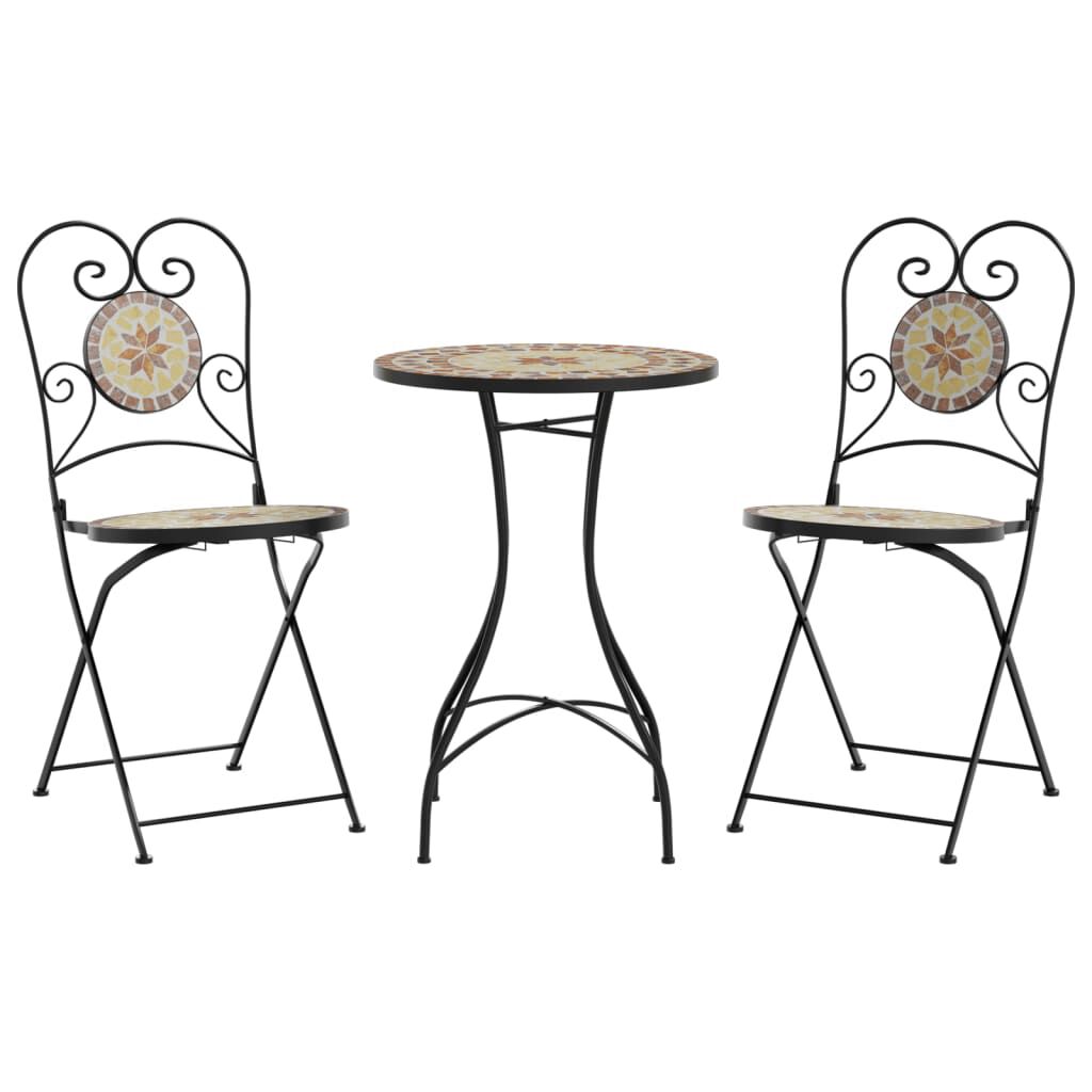vidaXL Σετ Bistro «Μωσαϊκό» Τερακότα/Λευκό Σίδηρος και Κεραμικό