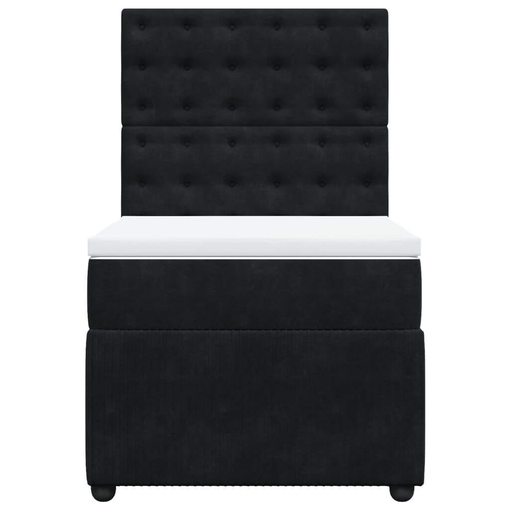 vidaXL Κρεβάτι Boxspring με Στρώμα Μαύρο 90x200 εκ. Βελούδινο