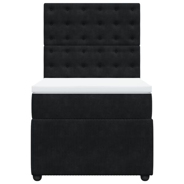 vidaXL Κρεβάτι Boxspring με Στρώμα Μαύρο 90x200 εκ. Βελούδινο