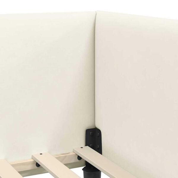 vidaXL Κρεβάτι Γωνίας Κρεμ 80 x 200 cm Βελούδο και Εργοστασιακό ξύλο