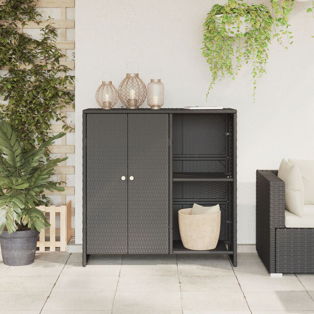 vidaXL Ντουλάπα αποθήκευσης Μαύρη 100x36x102 εκ. Ρατάν