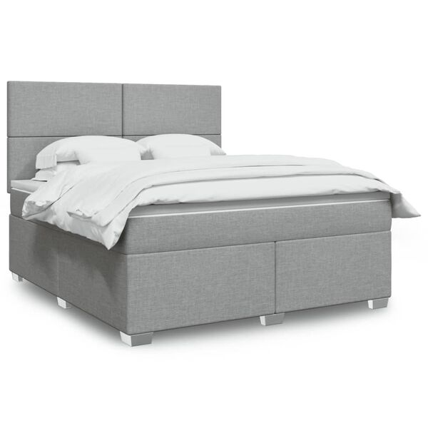 vidaXL Κρεβάτι Boxspring με Στρώμα Ανοιχτό Γκρι 180x200 εκ. Υφασμάτινο