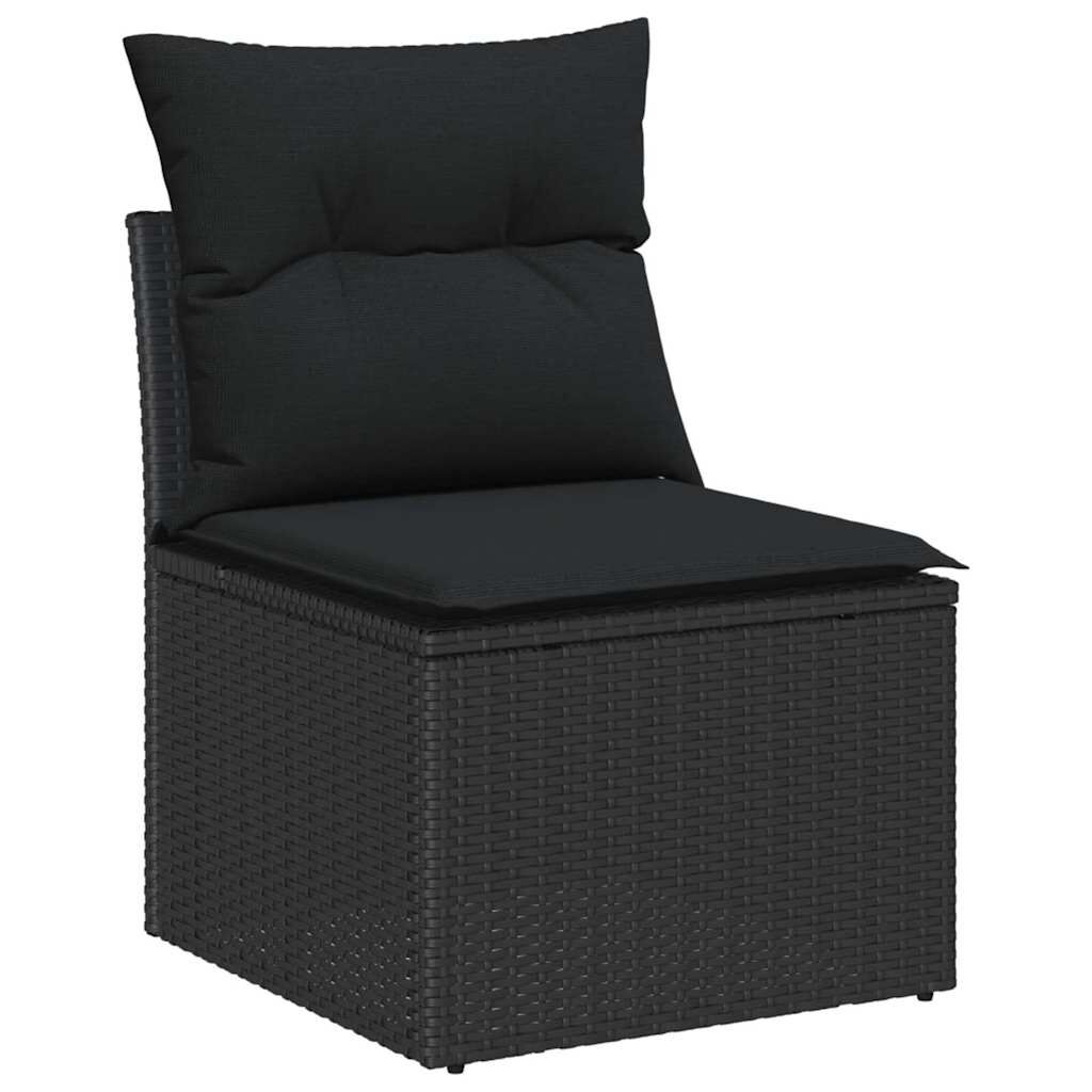 vidaXL Σετ Καναπέ Κήπου με μαξιλάρι 11 pcs Μαύρο 90 x 55 x 71 cm