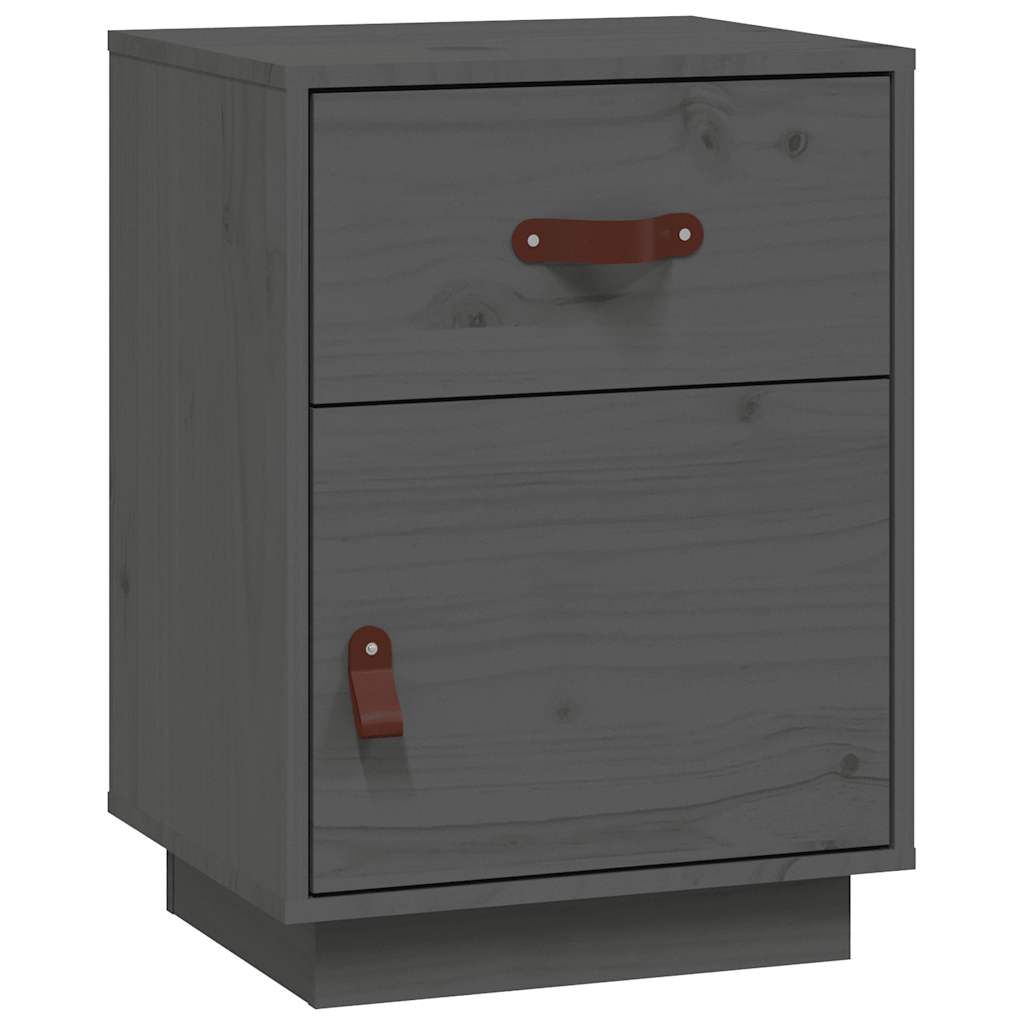 vidaXL Κομοδίνα 2 τεμ. Γκρι 40 x 34 x 55 εκ. από Μασίφ Ξύλο Πεύκου