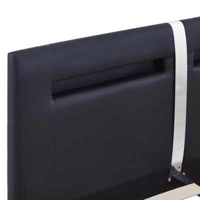 vidaXL Πλαίσιο Κρεβατιού με LED Μαύρο 140x200 εκ. από Συνθετικό Δέρμα