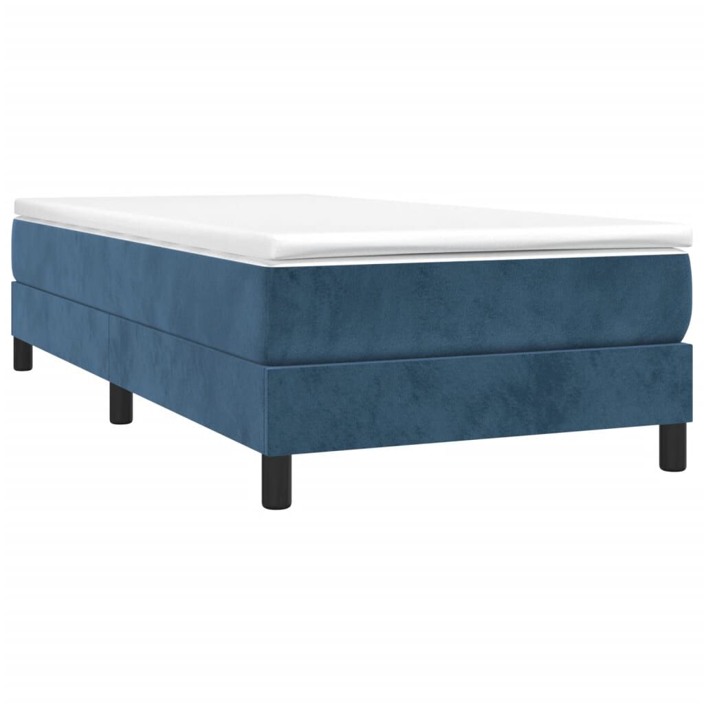 vidaXL Κρεβάτι Boxspring με Στρώμα Σκούρο Μπλε 90x190 εκ. Βελούδινο