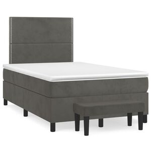 vidaXL Κρεβάτι Boxspring με Στρώμα Σκούρο Γκρι 120x200 εκ. Βελούδινο