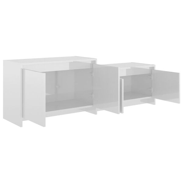 vidaXL Έπιπλο Τηλεόρασης Γυαλ. Λευκό 146,5x35x50 εκ Επεξεργασμένο Ξύλο