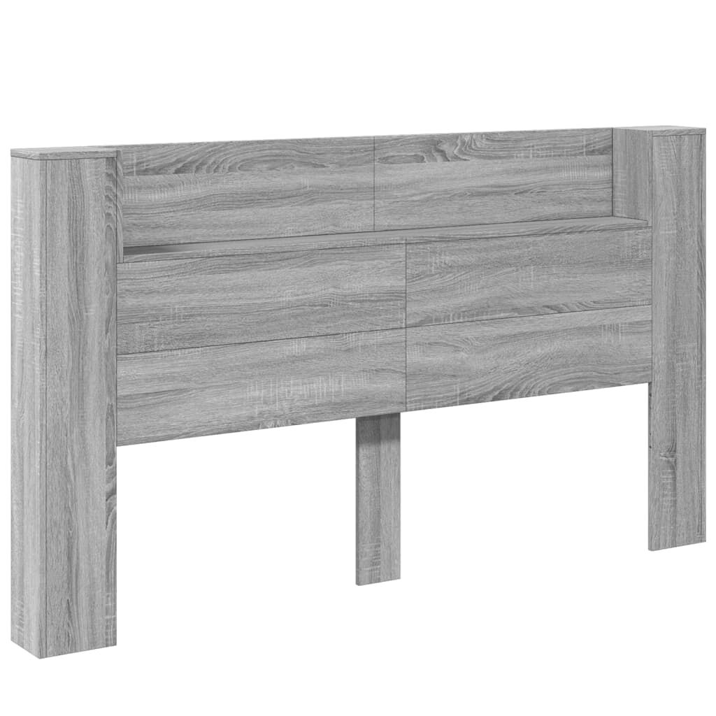 vidaXL Κεφαλάρι με Αποθηκ. Χώρο & LED Γκρι Sonoma 180x16,5x103,5 εκ.