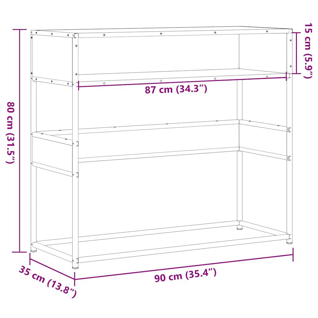 vidaXL Τραπέζι Κονσόλα Καφέ Δρυς 90x35x80 εκ. Επεξεργασμένο Ξύλο