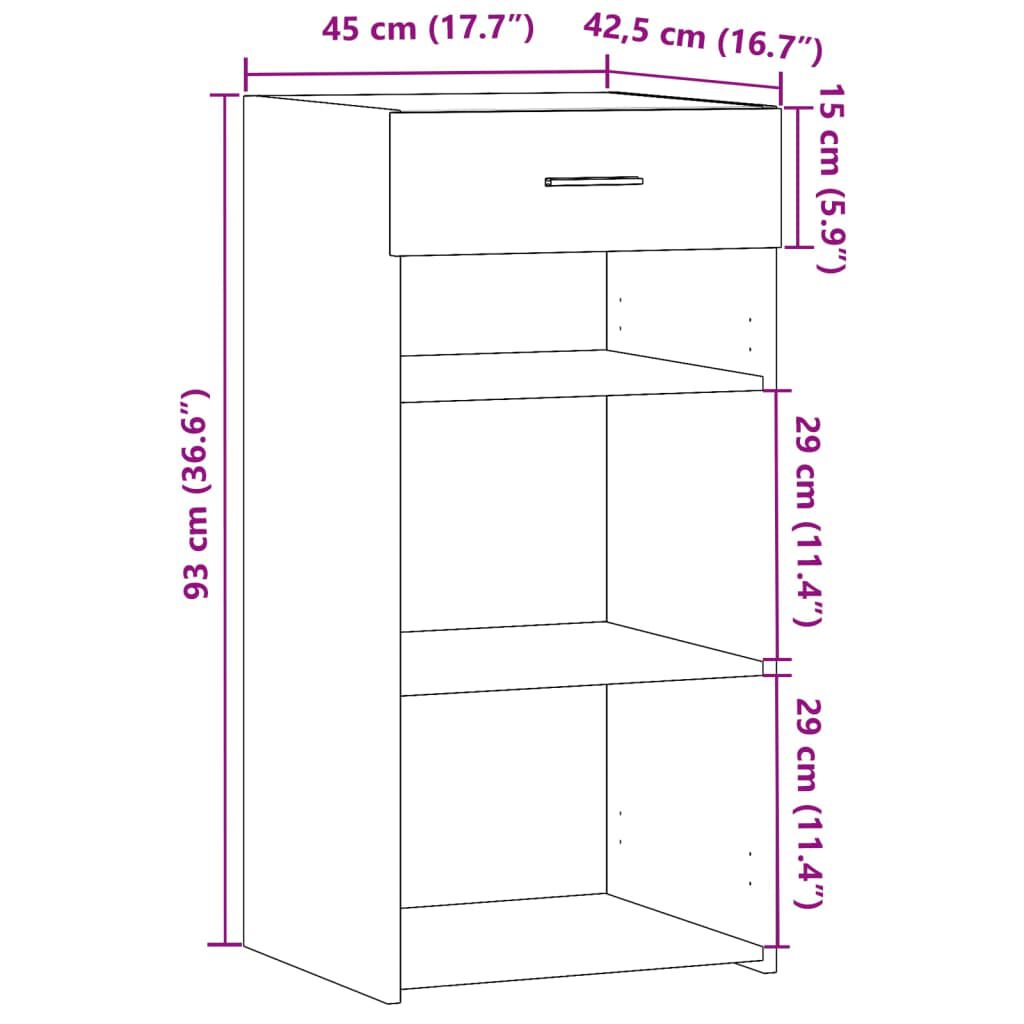 vidaXL Συρταριέρα Καπνιστή Δρυς 45x42,5x93 εκ. από Επεξεργ. Ξύλο