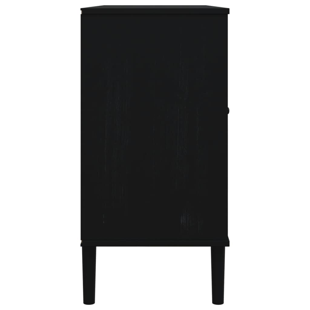 vidaXL Μπουφές SENJA Μαύρο / Ρατάν 112 x 40 x 80 εκ. Μασίφ Ξύλο Πεύκου