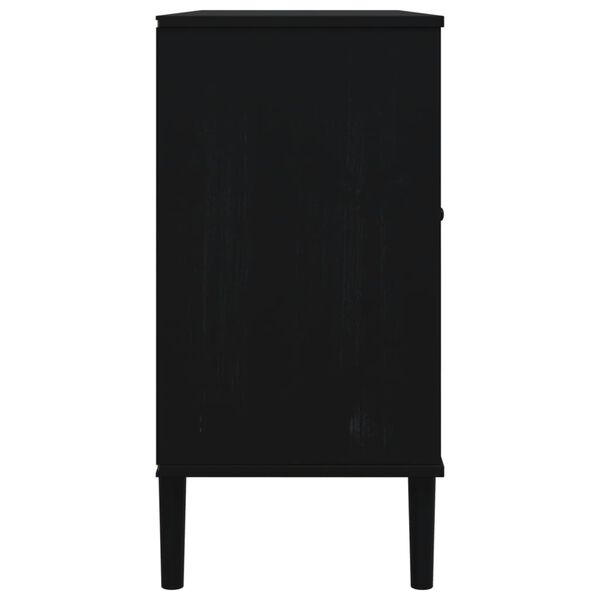 vidaXL Μπουφές SENJA Μαύρο / Ρατάν 112 x 40 x 80 εκ. Μασίφ Ξύλο Πεύκου