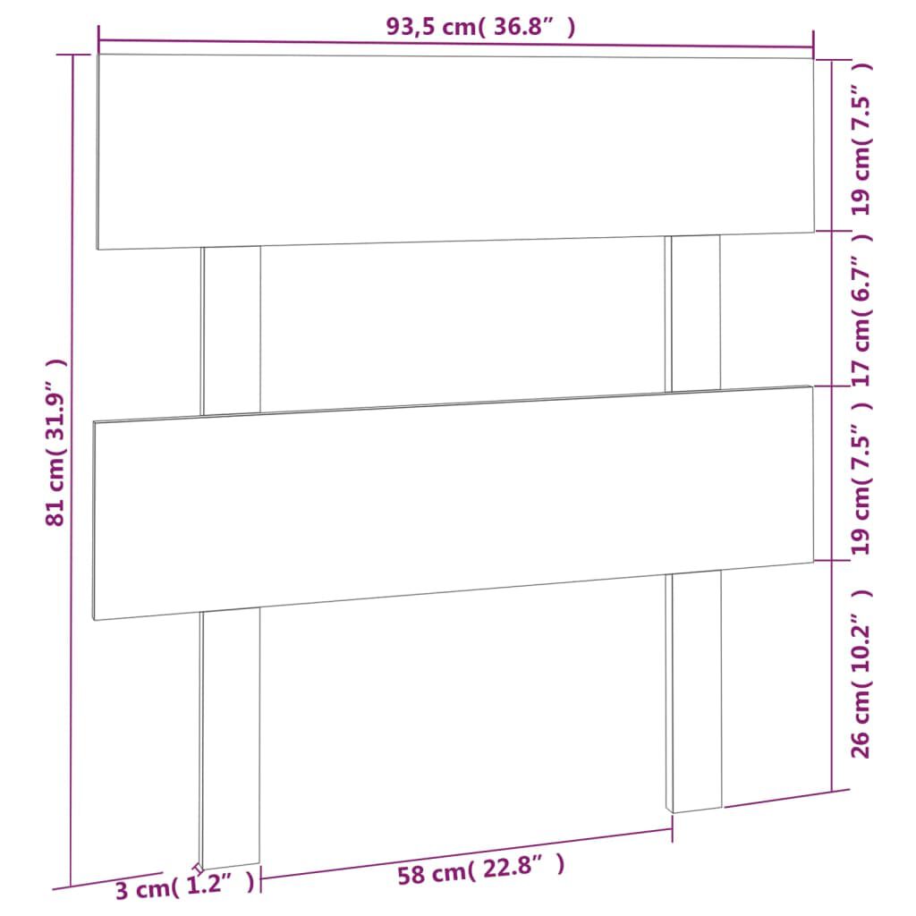 vidaXL Κεφαλάρι Κρεβατιού 93,5 x 3 x 81 εκ. από Μασίφ Ξύλο Πεύκου