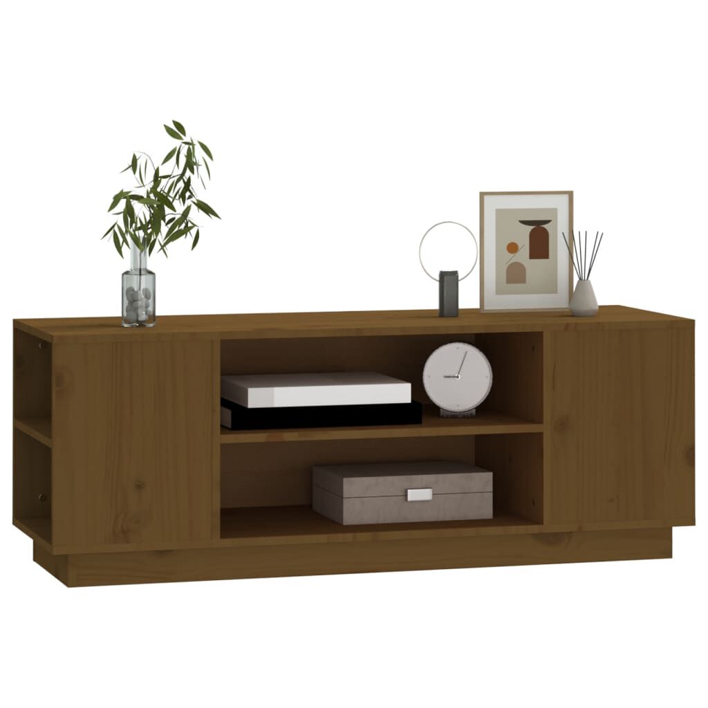 vidaXL Έπιπλο Τηλεόρασης Καφέ Μελί 110x35x40,5εκ από Μασίφ Ξύλο Πεύκου