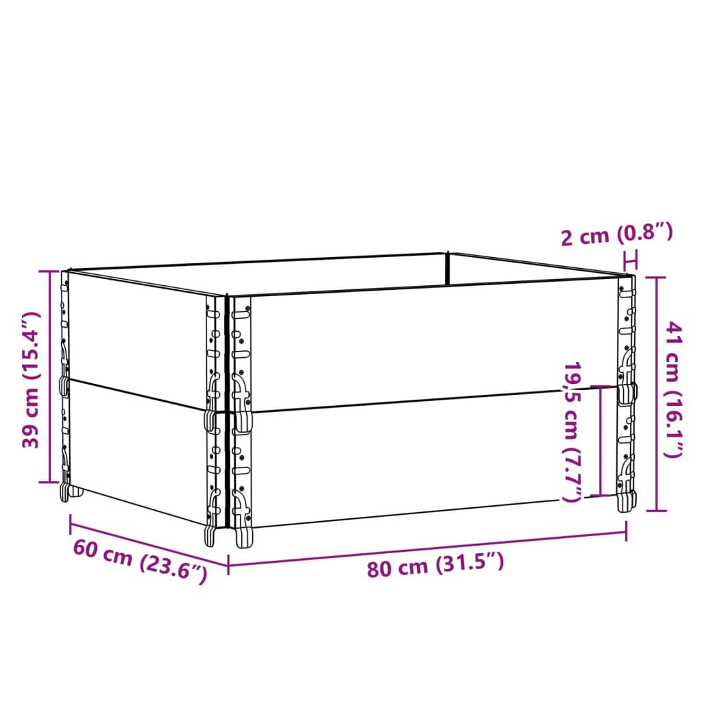 vidaXL Κολάρα Παλέτας 2 τεμ. Μαύρο 80 x 60 εκ. από Μασίφ Ξύλο Πεύκου