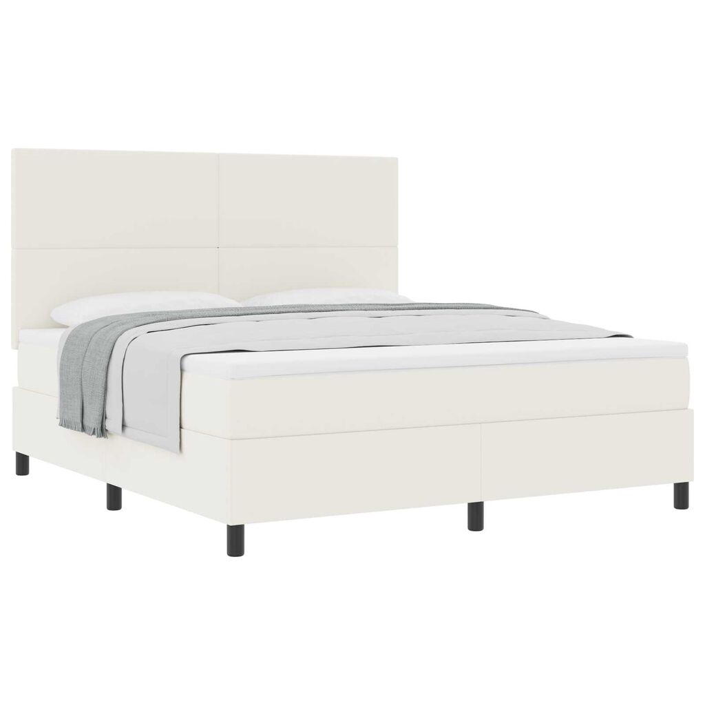 vidaXL Κρεβάτι Box Spring με Στρώμα Κρεμ Υφάσματος Κορδονιού