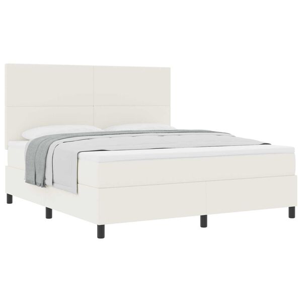 vidaXL Κρεβάτι Box Spring με Στρώμα Κρεμ Υφάσματος Κορδονιού