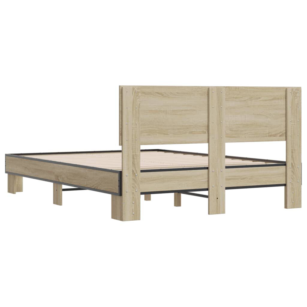 vidaXL Πλαίσιο Κρεβατιού Sonoma Δρυς 120x200 εκ. Επεξ. Ξύλο & Μέταλλο