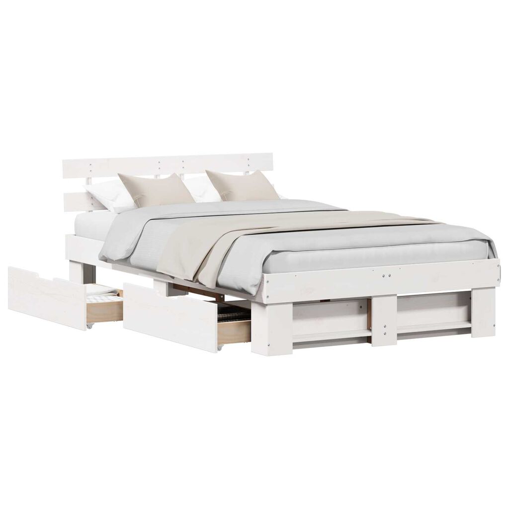 vidaXL Σκελετός Κρεβατιού Λευκό 120 x 190 cm Μασίφ ξύλο πεύκου
