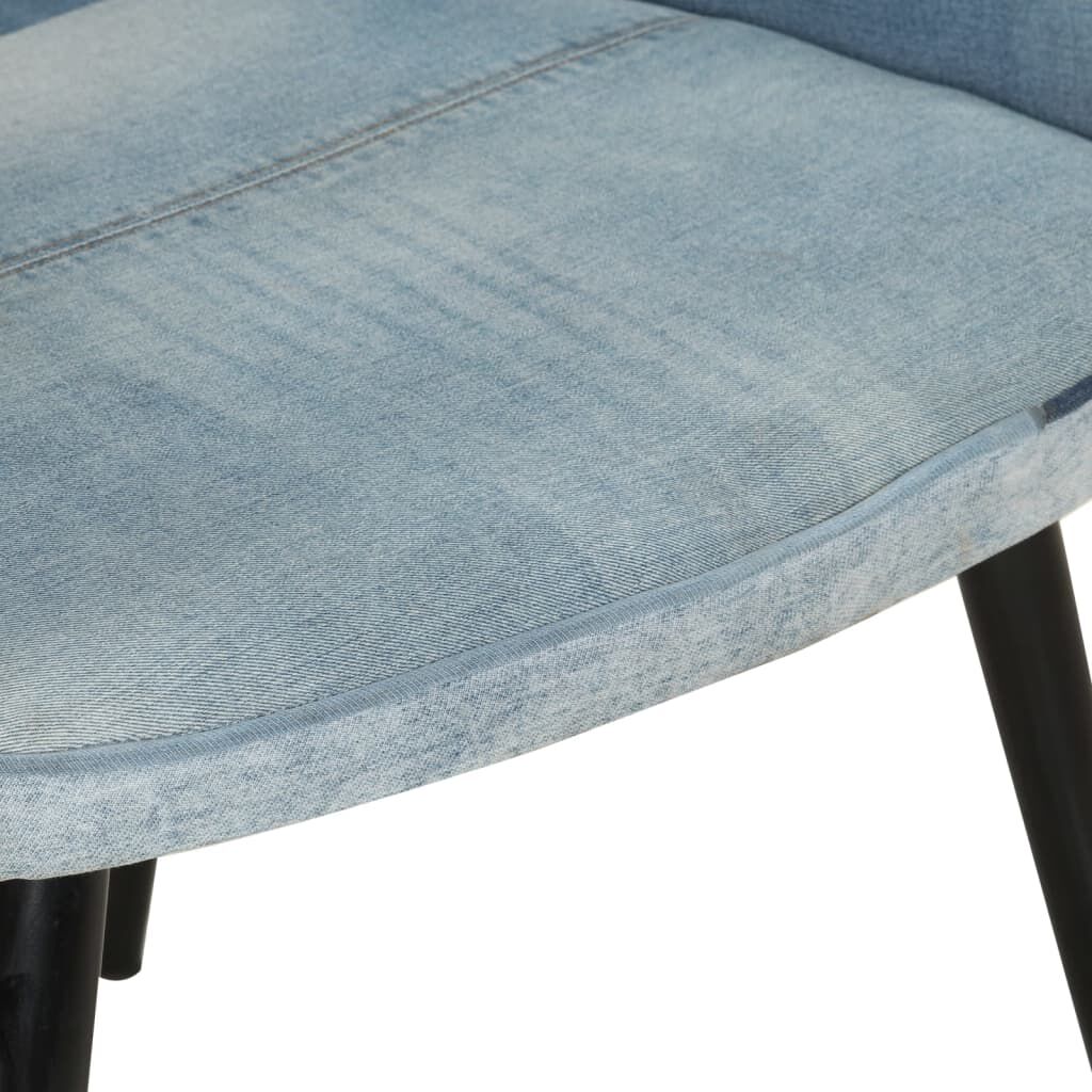 vidaXL Πολυθρόνα Μπλε Denim Patchwork από Καραβόπανο με Υποπόδιο