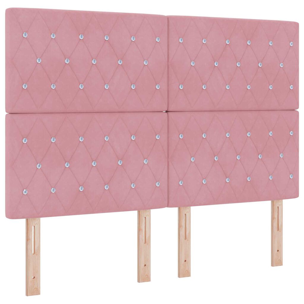 κρεβάτι box spring vidaXL με στρώμα Ροζ 160x200 εκ Βελούδο