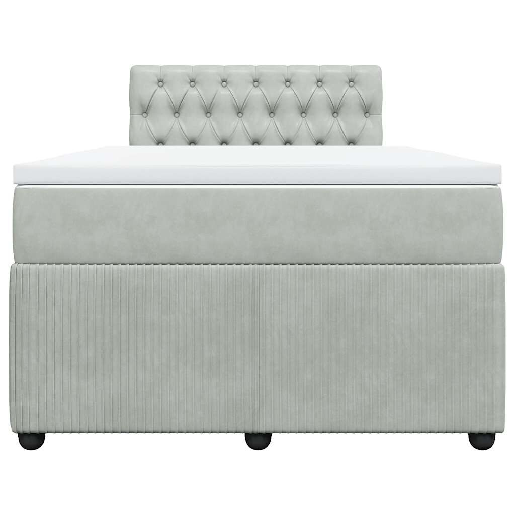 vidaXL Κρεβάτι Boxspring με Στρώμα Ανοιχτό Γκρι 120x200 εκ. Βελούδινο