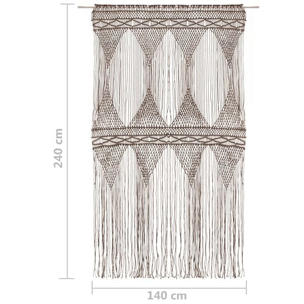 vidaXL Κουρτίνα Μακραμέ Taupe 140 x 240 εκ. Βαμβακερή