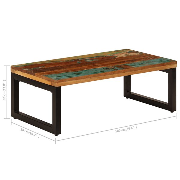 vidaXL Τραπεζάκι Σαλονιού 100 x 50 x 35 εκ. Ανακυκλωμένο Ξύλο/Ατσάλι