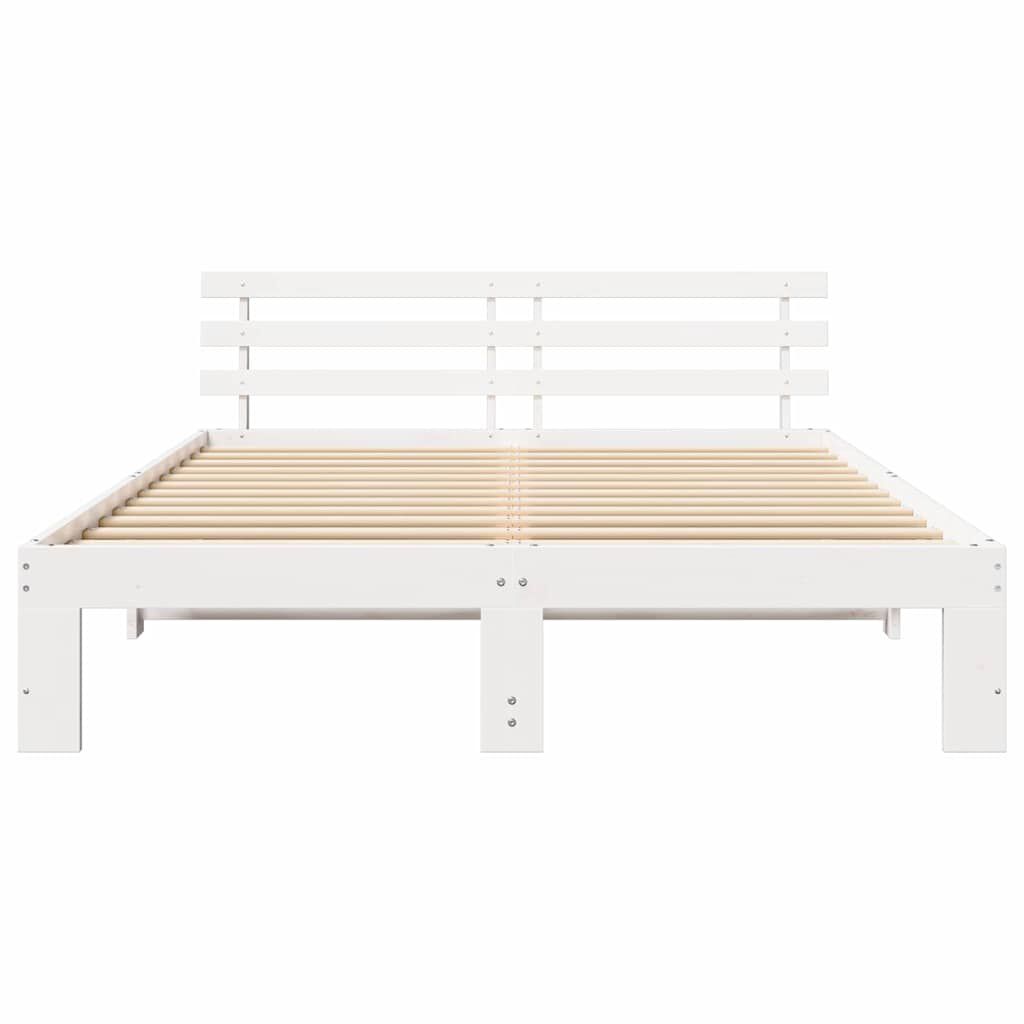 vidaXL Σκελετός Κρεβατιού Λευκό 140 x 200 cm Μασίφ ξύλο πεύκου