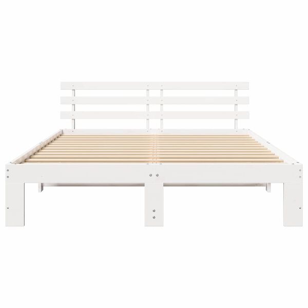 vidaXL Σκελετός Κρεβατιού Λευκό 140 x 200 cm Μασίφ ξύλο πεύκου