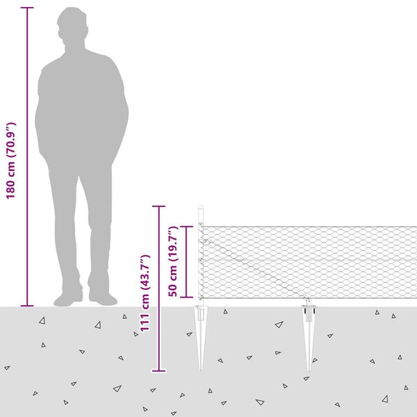vidaXL Φράχτης Εξαώροφος Γκρι 0.5x50 m Χαλύβδινος
