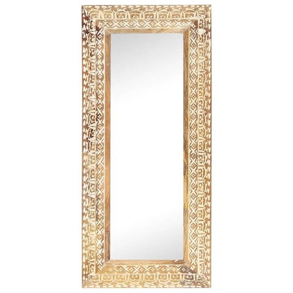 vidaXL Καθρέφτης Σκαλιστός στο Χέρι 110x50x2,6εκ από Μασίφ Ξύλο Μάνγκο