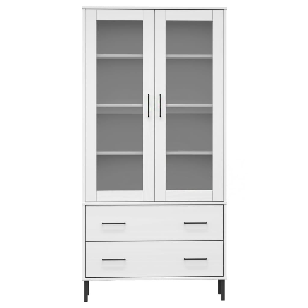 vidaXL Βιβλιοθήκη OSLO Λευκή 85x35x172,5 εκ. Μασίφ Ξύλο με Μετ. Πόδια
