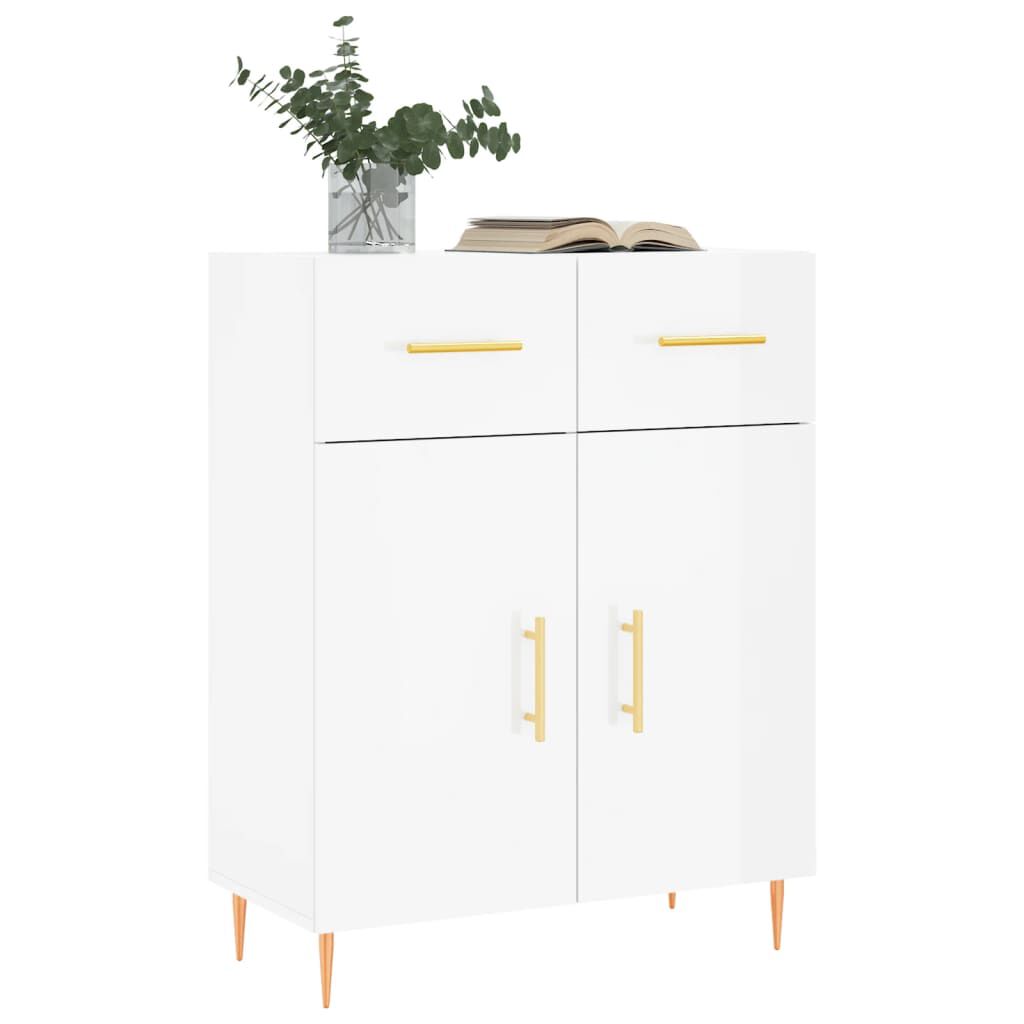 vidaXL Ντουλάπι Γυαλιστερό Λευκό 69,5x34x90 εκ. Επεξεργασμένο Ξύλο