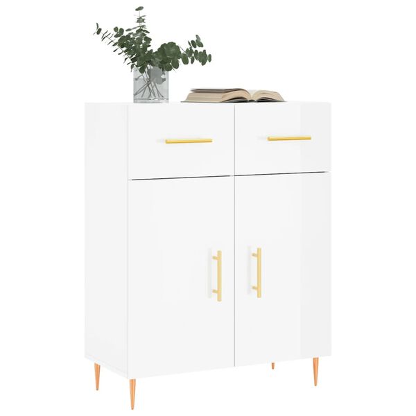 vidaXL Ντουλάπι Γυαλιστερό Λευκό 69,5x34x90 εκ. Επεξεργασμένο Ξύλο