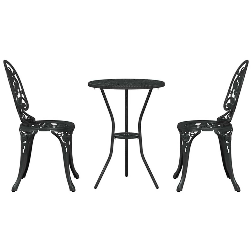 vidaXL Σετ Μπιστρό Κήπου 3 pcs Μαύρο Αλουμίνιο