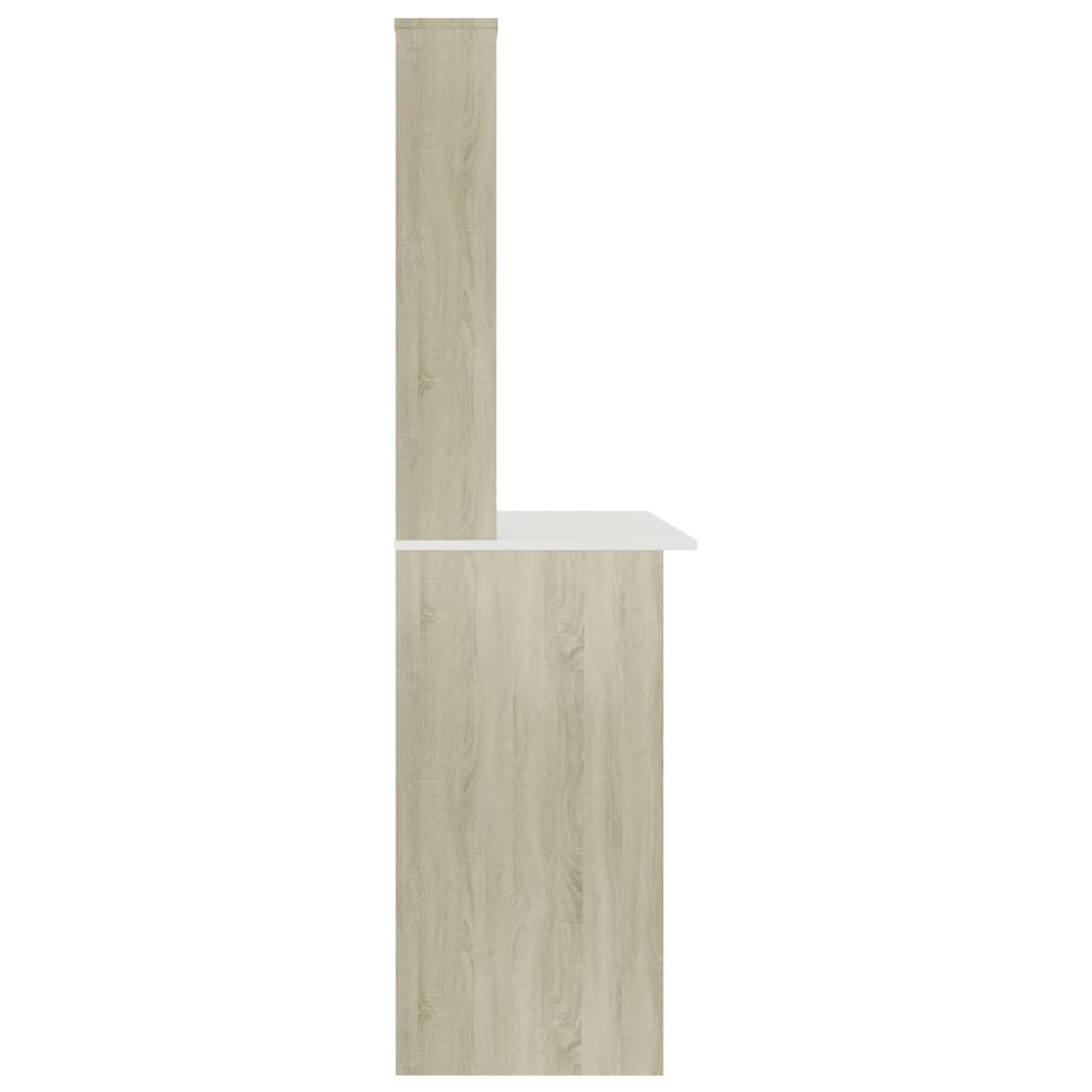 vidaXL Γραφείο με Ράφια Λευκό/Sonoma Δρυς 110x45x157 εκ. Μοριοσανίδα