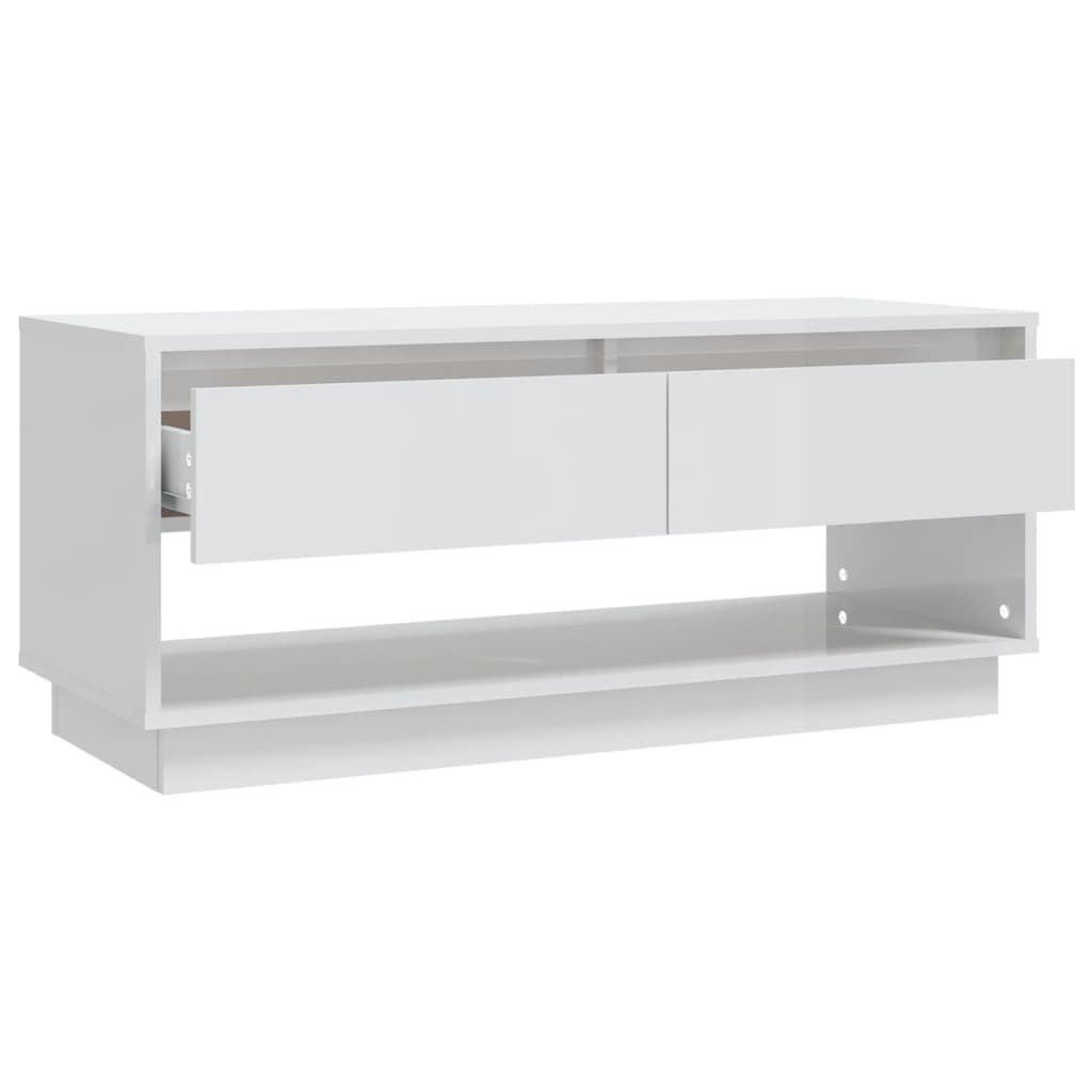 vidaXL Έπιπλο Τηλεόρασης Γυαλ. Λευκό 102x41x44 εκ. Επεξεργασμένο Ξύλο