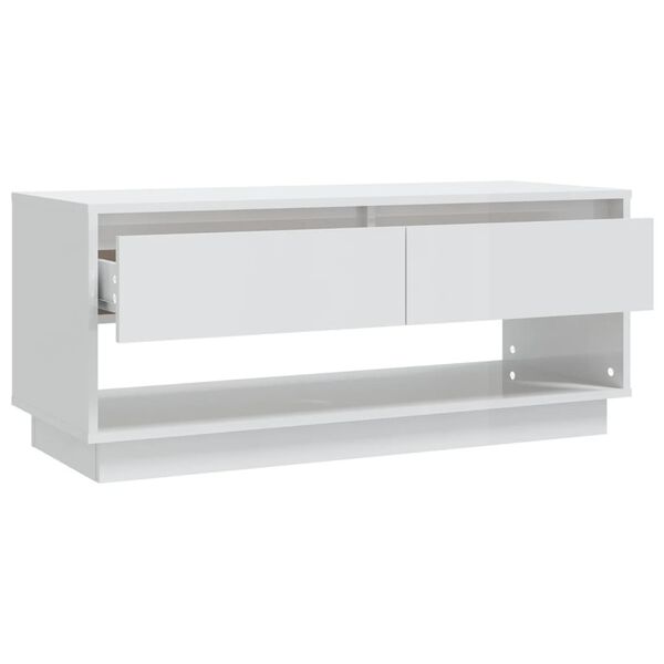 vidaXL Έπιπλο Τηλεόρασης Γυαλ. Λευκό 102x41x44 εκ. Επεξεργασμένο Ξύλο