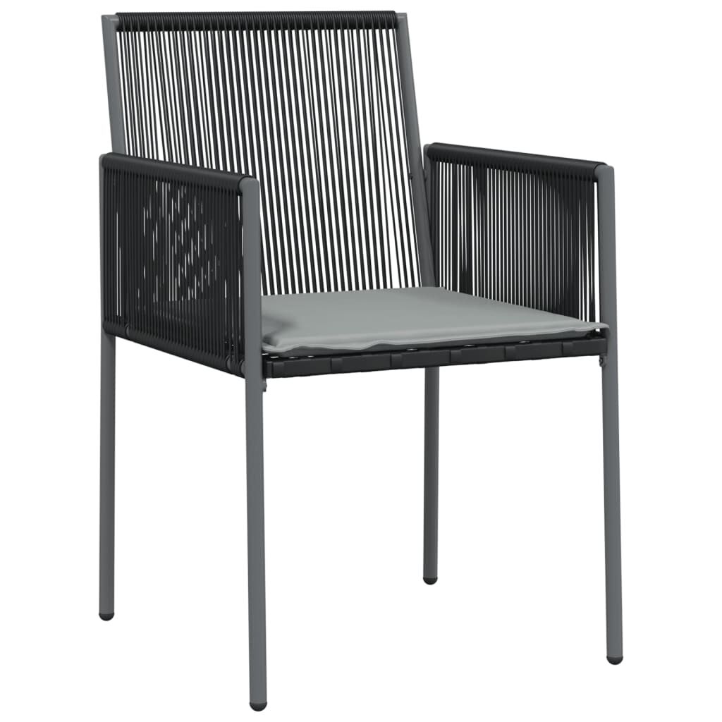 vidaXL Καρέκλες Κήπου 2 τεμ. Μαύρες 54x60,5x83,5 εκ Συνθ. Ρατάν/Μαξιλ.