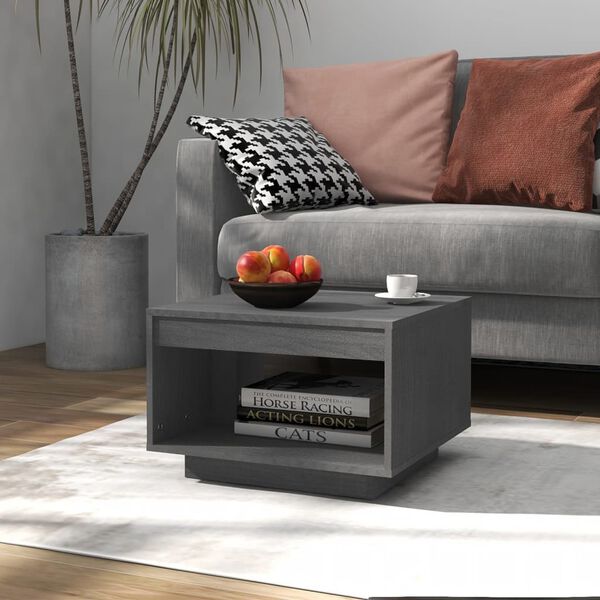 vidaXL Τραπεζάκι Σαλονιού Γκρι 50x50x33,5 εκ. από Μασίφ Ξύλο Πεύκου