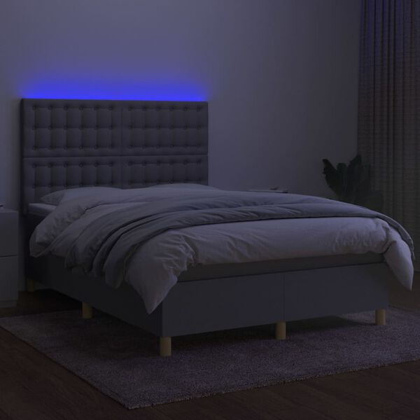 vidaXL &Kappa;&rho;&epsilon;&beta;ά&tau;&iota; Boxspring &mu;&epsilon; &Sigma;&tau;&rho;ώ&mu;&alpha; & LED &Alpha;&nu;.&Gamma;&kappa;&rho;&iota; 140x200&epsilon;&kappa;. &Upsilon;&phi;&alpha;&sigma;&mu;ά&tau;&iota;&nu;&omicron;