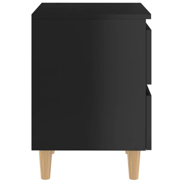 vidaXL Κομοδίνο Γυαλιστερό Μαύρο 40x35x50 εκ. με Πόδια από Ξύλο Πεύκου