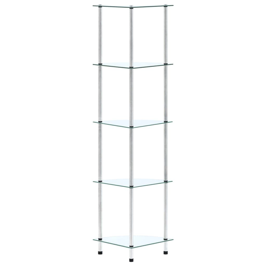 vidaXL Ράφι Διαφανές 5 Επιπέδων 30 x 30 x 130 εκ. από Ψημένο Γυαλί