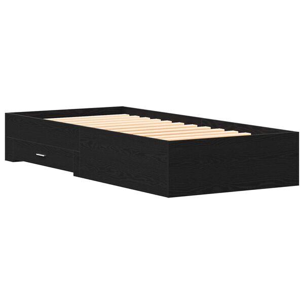 vidaXL Κρεβάτι με Συρτάρια Μαύρη δρυς 90 x 190 cm Επεξεργασμένο ξύλο