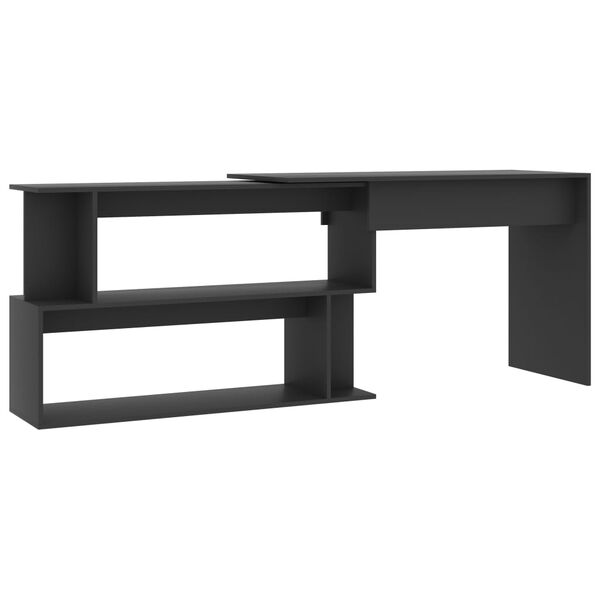 vidaXL Γραφείο Γωνιακό Γκρι 200 x 50 x 76 εκ. από Μοριοσανίδα